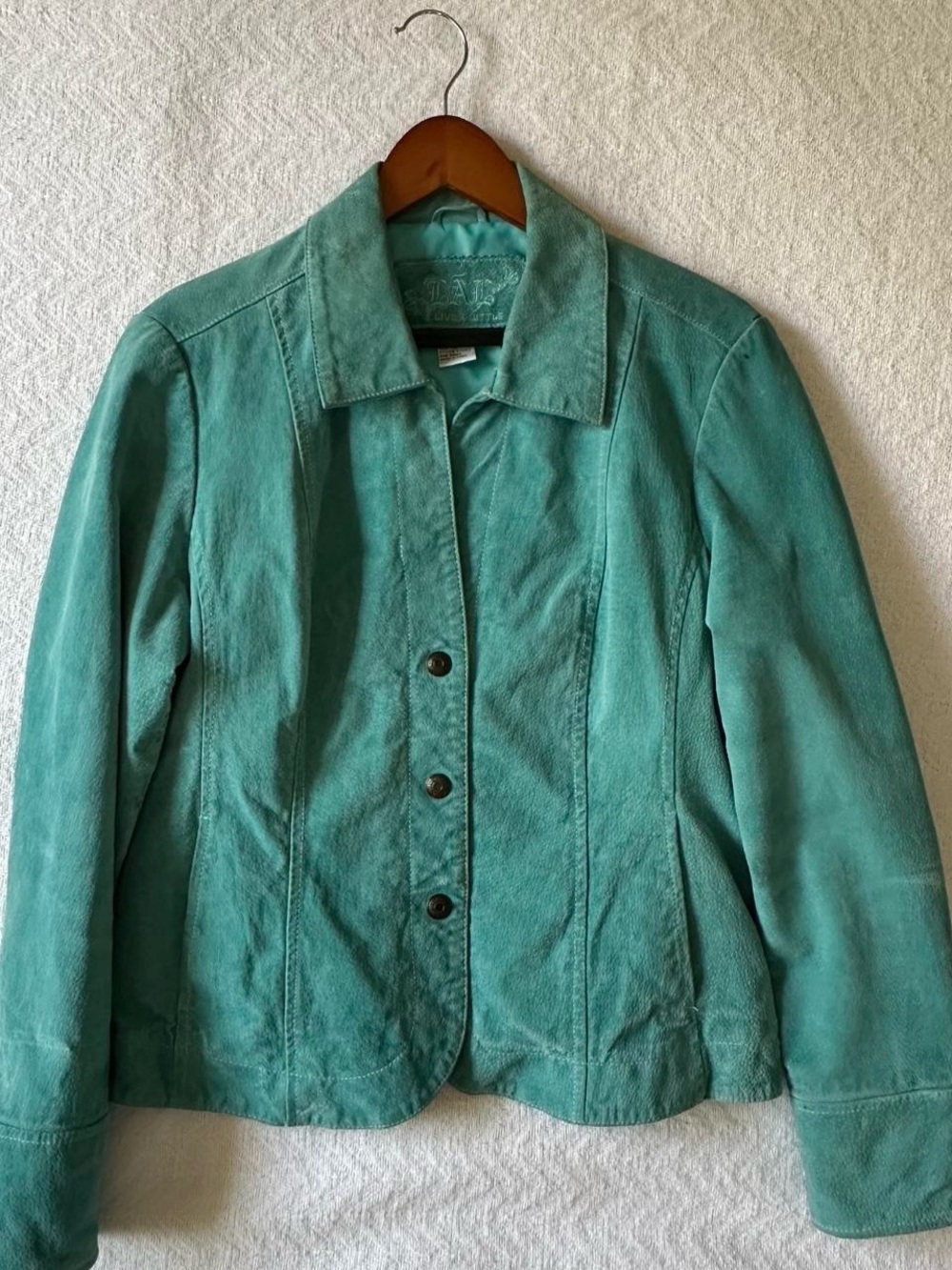 Live a Little Teal Suede Button-Front Jacket